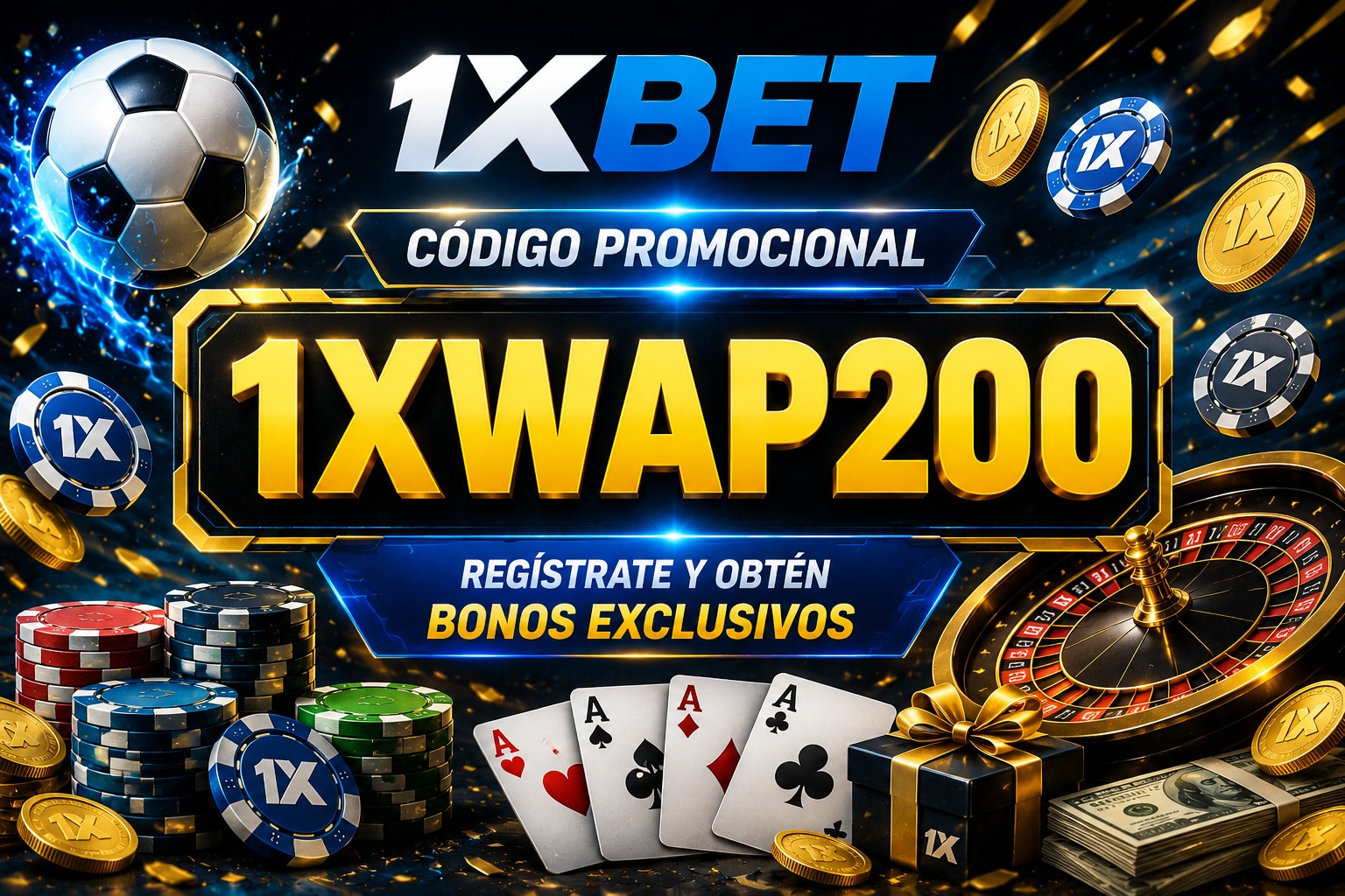 Código Promocional 1xBet 2026: 1XBUM200 - 1950 € + 150 Giros